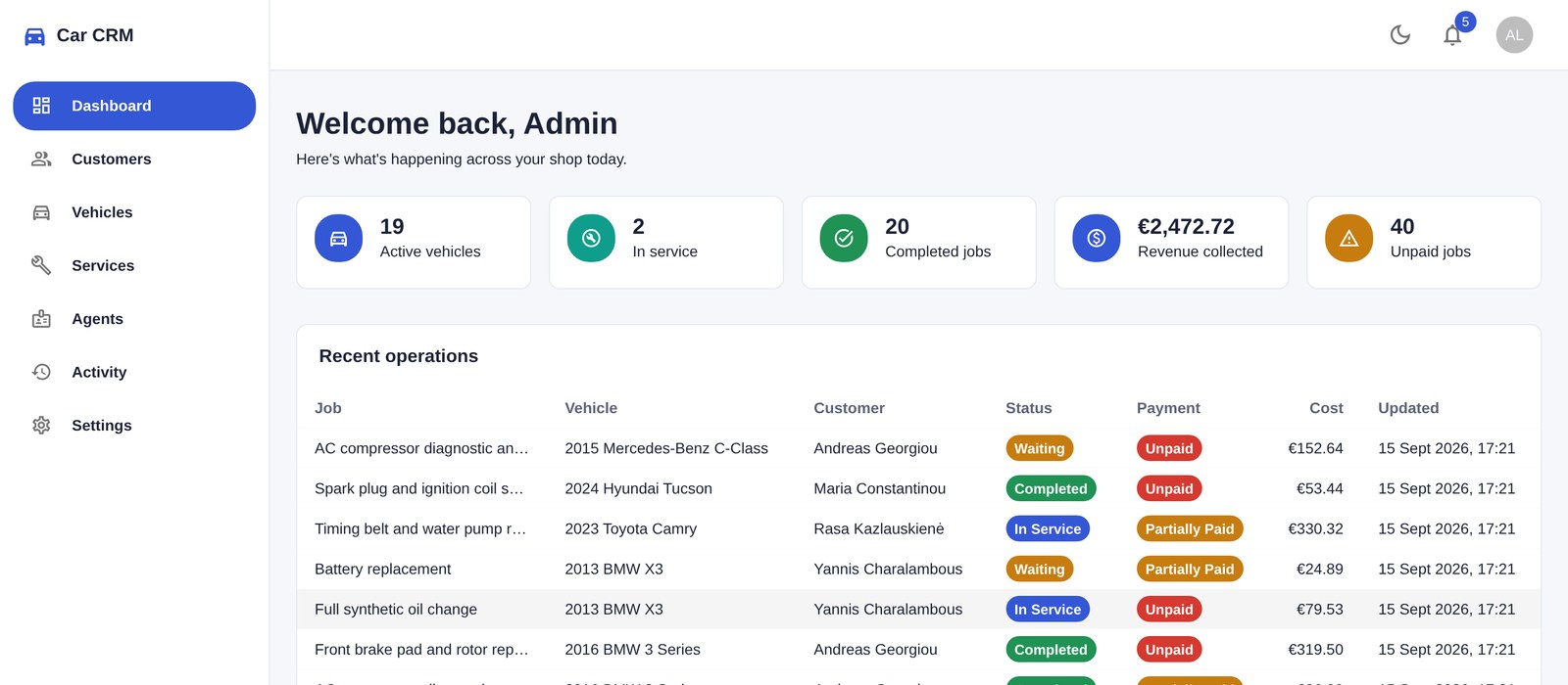 Car CRM - Auto Service
